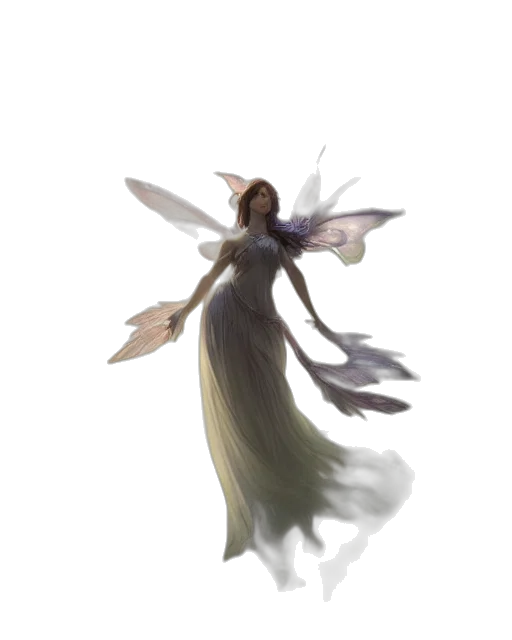 dress, creature, staff, flower transparent PNG cut-out