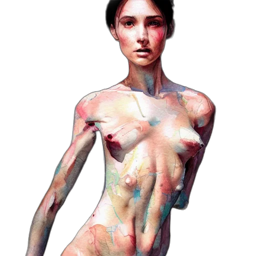 dress, face, creature, watercolor transparent PNG cut-out