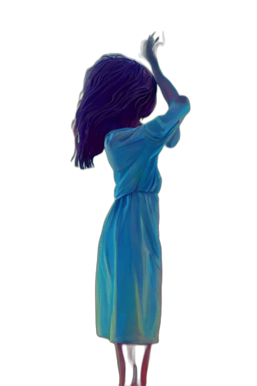 dress, staff, hair, umbrella transparent PNG cut-out