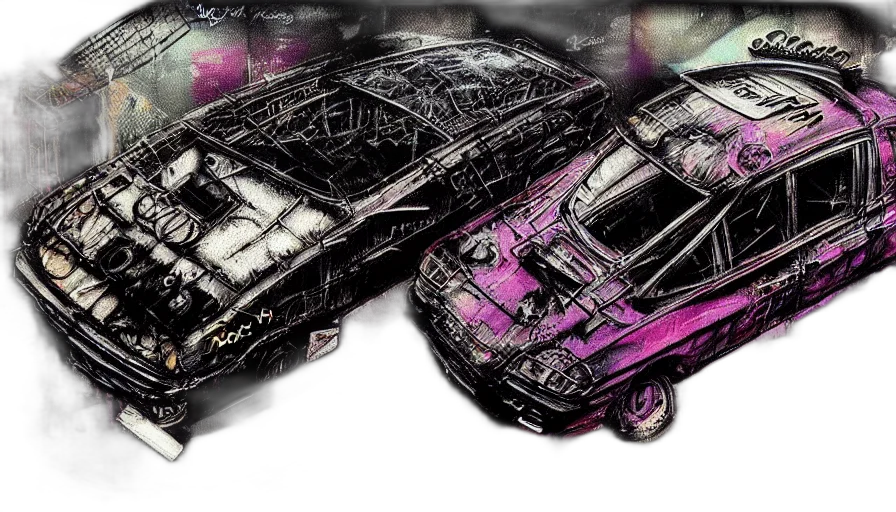 car, comic book art, concept art, cyberpunk transparent PNG cut-out