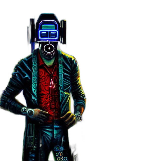 robot, jacket, mask, staff transparent PNG cut-out