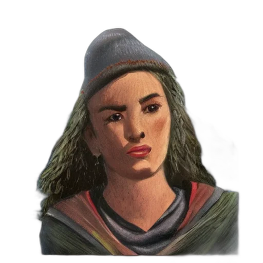 face, hat, jewelry, staff transparent PNG cut-out