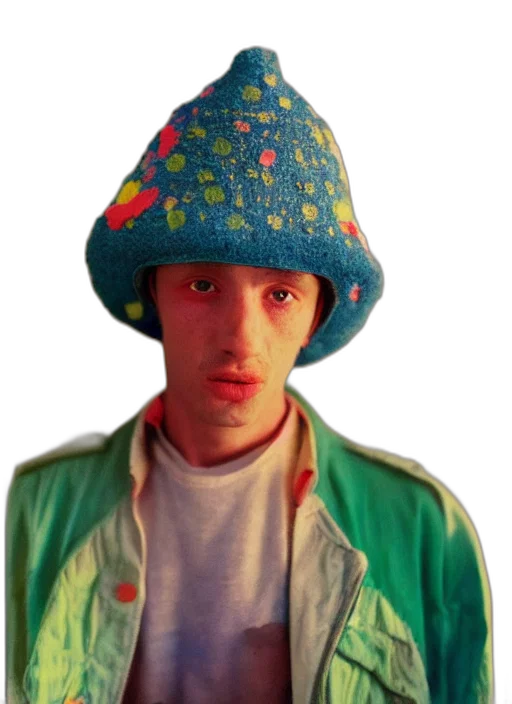 hat, jacket, umbrella, face transparent PNG cut-out