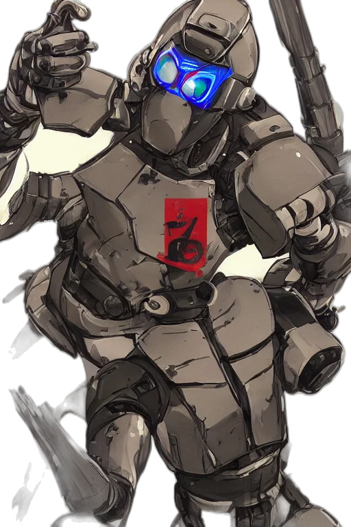 robot, weapon, mask, jacket transparent PNG cut-out