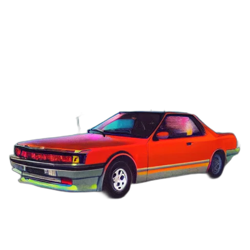 car, vaporwave, photorealistic, 3d render transparent PNG cut-out