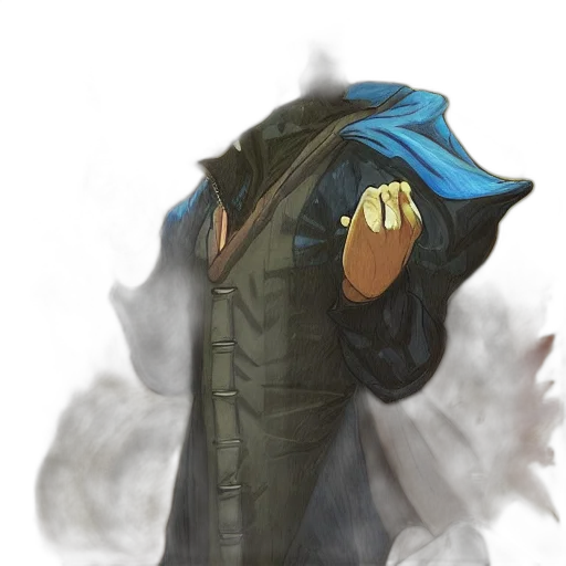 jacket, mask, hat, staff transparent PNG cut-out
