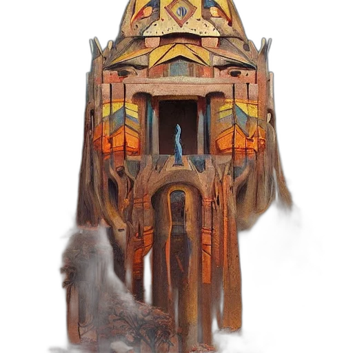 building, mask, crown, staff transparent PNG cut-out