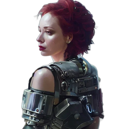 robot, dress, weapon, cyberpunk transparent PNG cut-out
