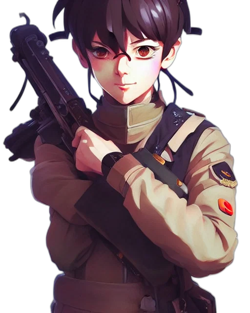 weapon, staff, jacket, face transparent PNG cut-out
