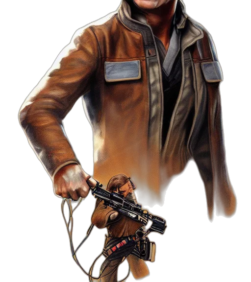 jacket, weapon, staff, robot transparent PNG cut-out