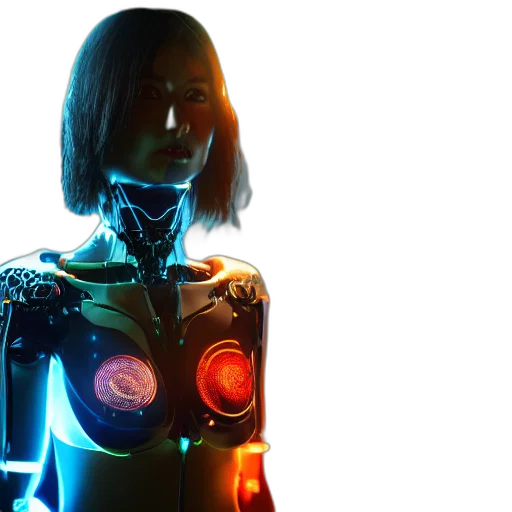 robot, cyberpunk, concept art, 3d render transparent PNG cut-out