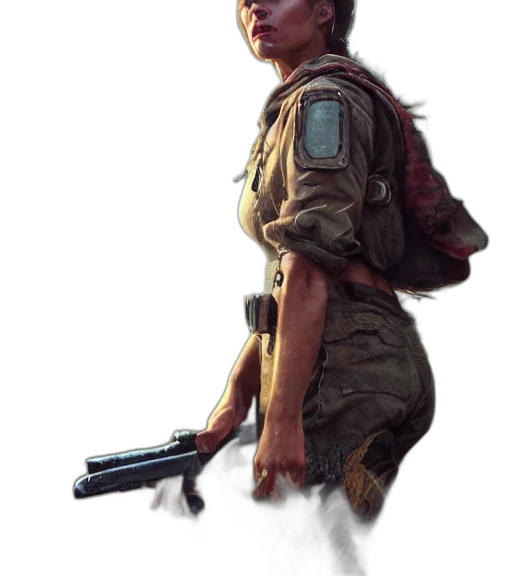 weapon, jacket, staff, face transparent PNG cut-out