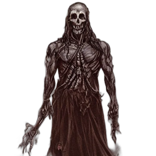 creature, dress, staff, mask transparent PNG cut-out