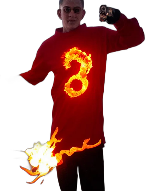 jacket, dragon, staff, 3d render transparent PNG cut-out