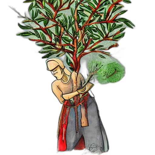 staff, tree, concept art, watercolor transparent PNG cut-out