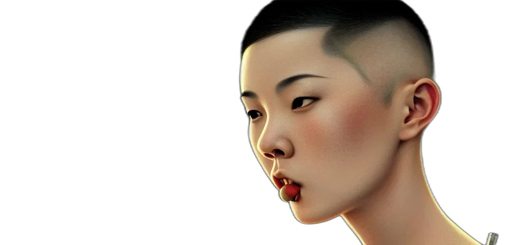 face, hair, photorealistic, concept art transparent PNG cut-out
