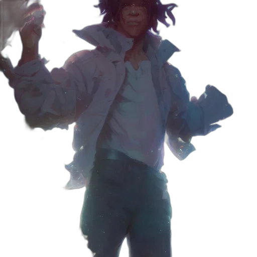 jacket, staff, creature, face transparent PNG cut-out