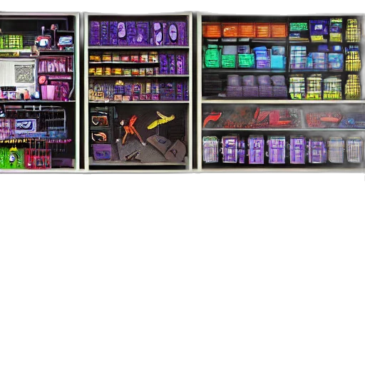 neon, colorful, cyberpunk, shop transparent PNG cut-out