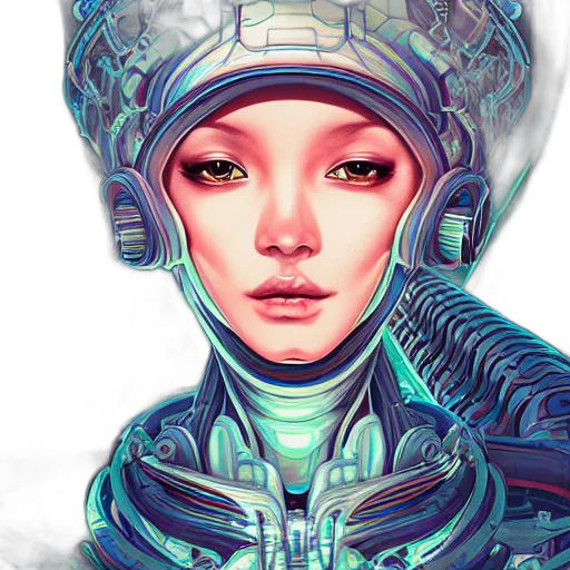 robot, face, cyberpunk, comic book art transparent PNG cut-out