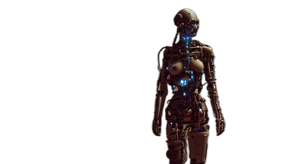 robot, concept art, cyberpunk, 3d render transparent PNG cut-out