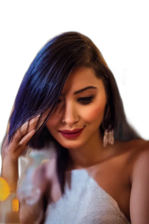 jewelry, face, hair, photorealistic transparent PNG cut-out