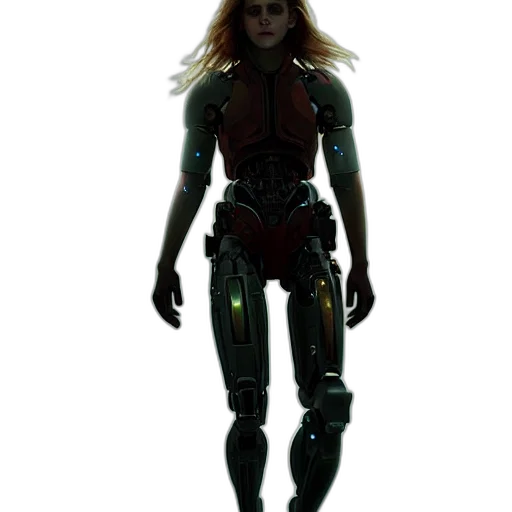 robot, staff, concept art, cyberpunk transparent PNG cut-out