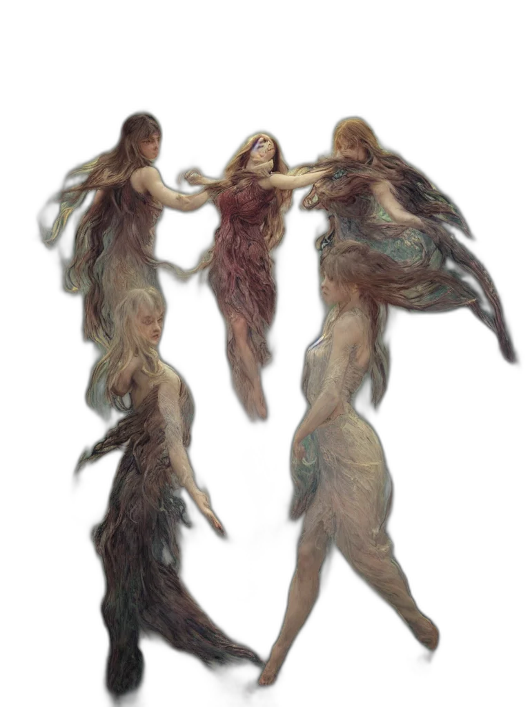 creature, hair, staff, dress transparent PNG cut-out