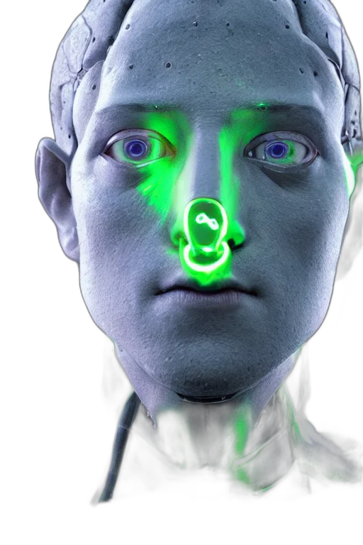 robot, face, mask, cyberpunk transparent PNG cut-out