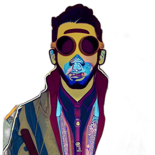 jacket, mask, face, staff transparent PNG cut-out