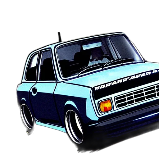 car, photorealistic, concept art, cartoon transparent PNG cut-out