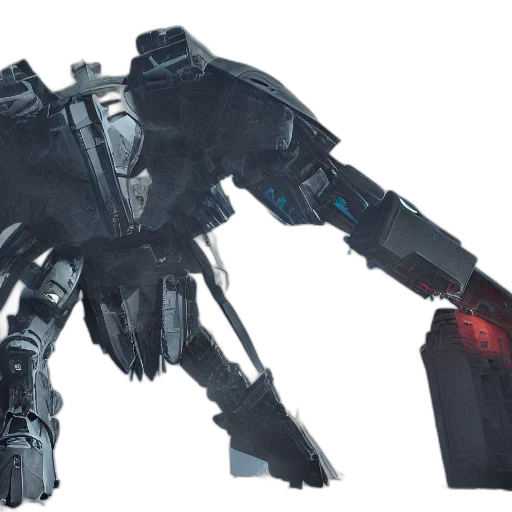 robot, weapon, concept art, 3d render transparent PNG cut-out