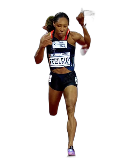 allyson, felix, crouching, meter transparent PNG cut-out