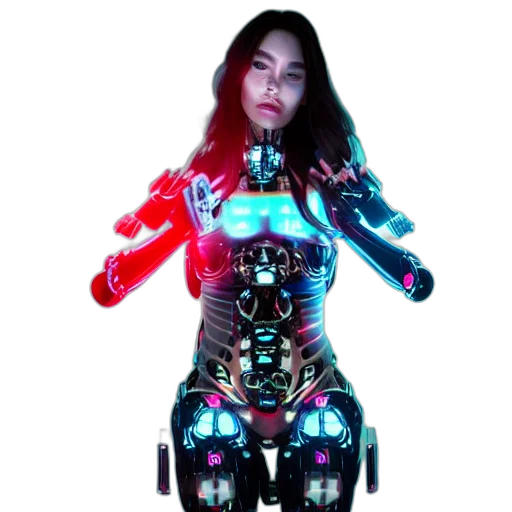 robot, cyberpunk, 3d render, concept art transparent PNG cut-out