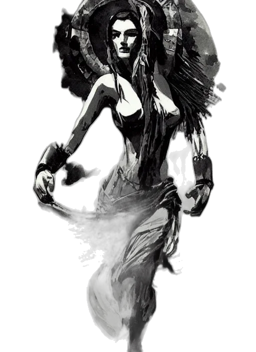 creature, mask, staff, dress transparent PNG cut-out