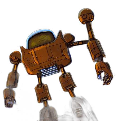 robot, creature, weapon, staff transparent PNG cut-out