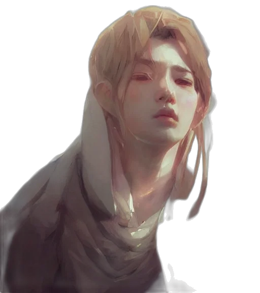face, creature, hair, oil painting transparent PNG cut-out