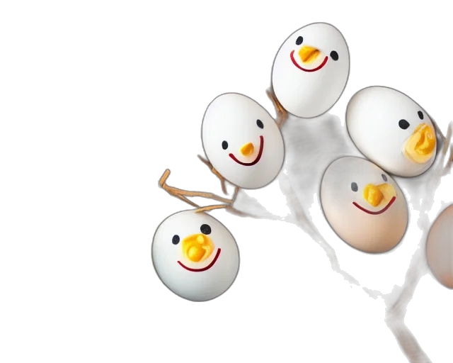 3d render, eggs, happy, faces transparent PNG cut-out