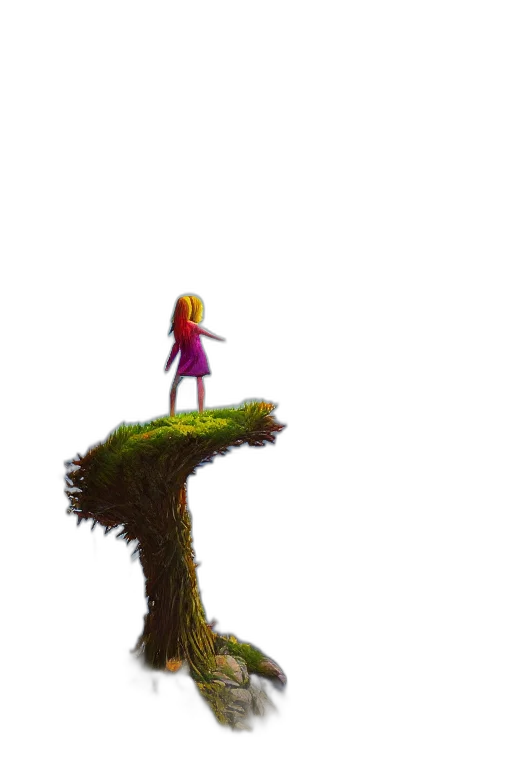 tree, staff, dress, hair transparent PNG cut-out