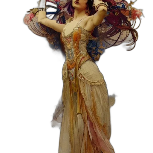 dress, crown, jewelry, staff transparent PNG cut-out