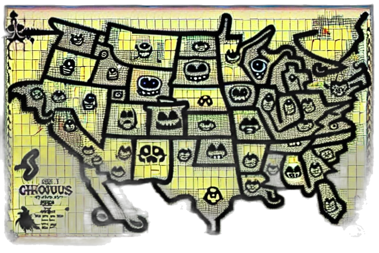 ghouls, goblins, map, intricate transparent PNG cut-out