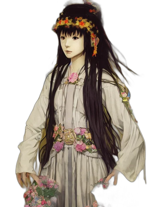 staff, dress, face, jewelry transparent PNG cut-out