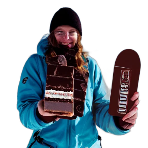 chocolate, candy, bar, snowboarding transparent PNG cut-out