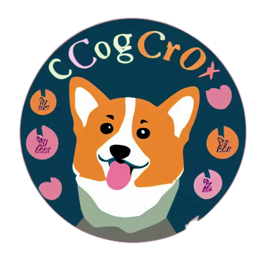 crown, logo, corgi, holding transparent PNG cut-out