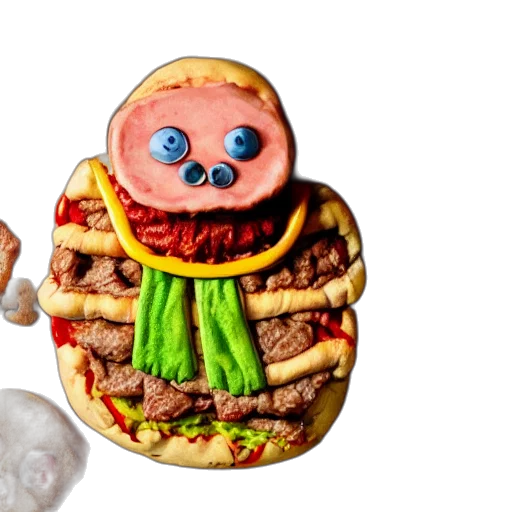 food, 3d render, humanoid, bipedal transparent PNG cut-out