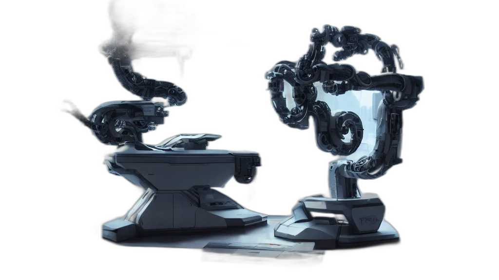robot, concept art, 3d render, cyberpunk transparent PNG cut-out