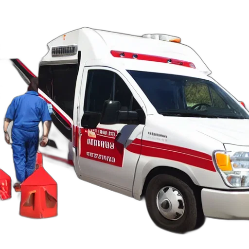 staff, anthropomorphic, ambulance, shaped transparent PNG cut-out