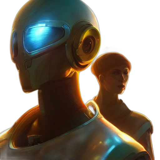 robot, concept art, cyberpunk, comic book art transparent PNG cut-out