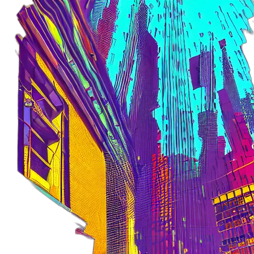 building, cyberpunk, vaporwave, comic book art transparent PNG cut-out
