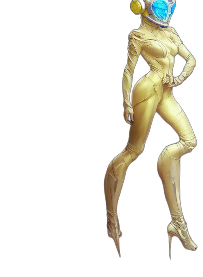 dress, staff, robot, creature transparent PNG cut-out