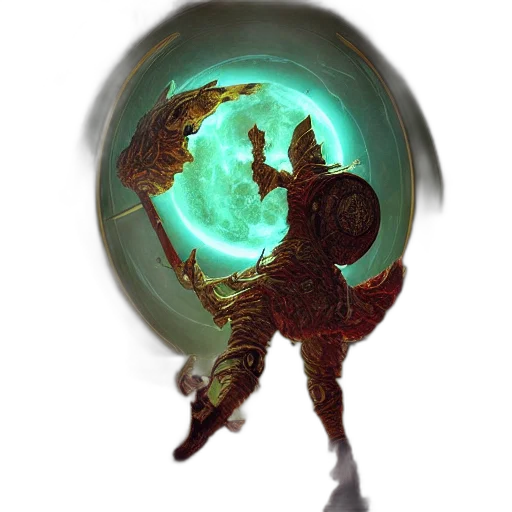 dragon, creature, staff, mask transparent PNG cut-out